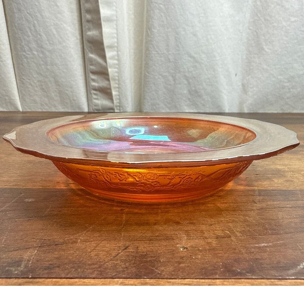 Federal Glass Iridescent Marigold Normandie Depression Glass Cereal Bowl USA
